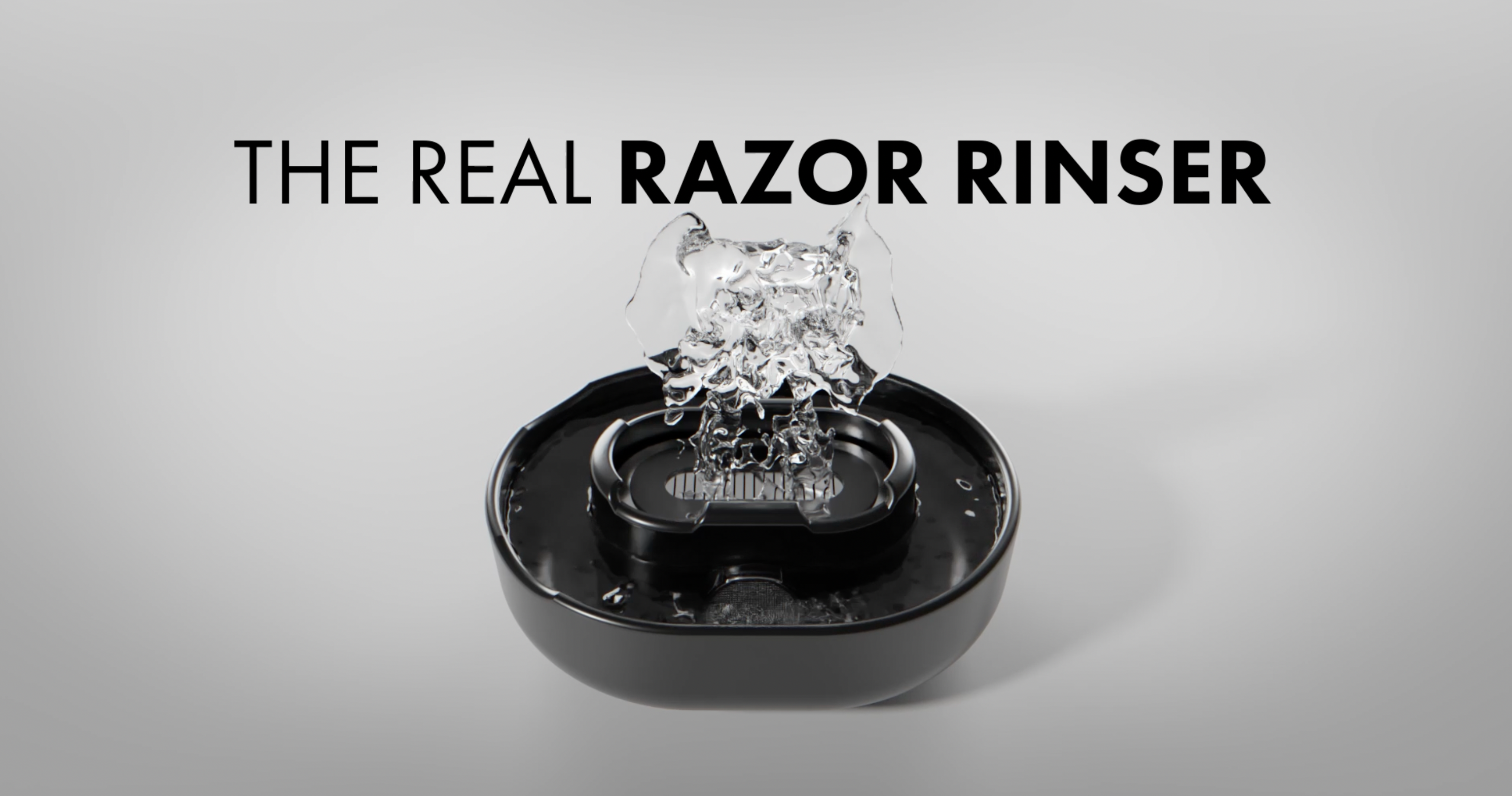 Razor rinser shooting powerful jets of water to clean out the hair and junk